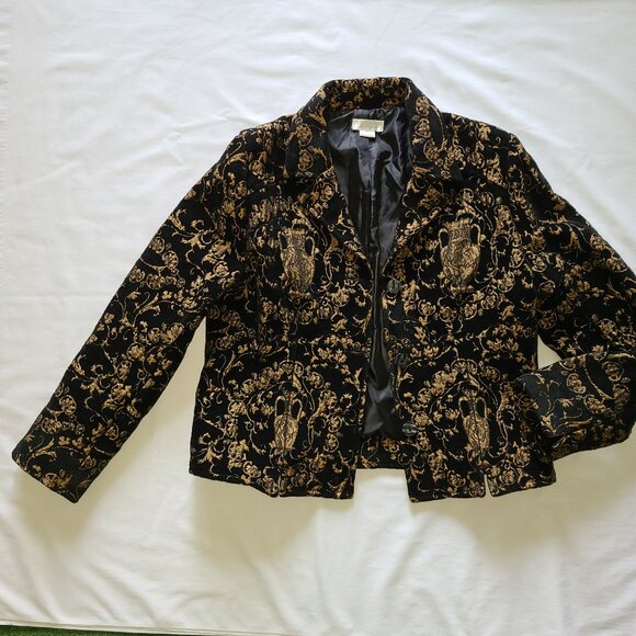Christopher & Banks Gold & Black Tapestry Jacket – Size L - Picture 3 of 10